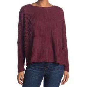 H by Bordeaux Maroon Oversized Thermal Long Sleeve Blouse